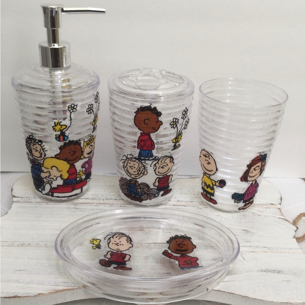 Charlie Brown inspired soap dispenser/toothbrush holder/drinking glass. …